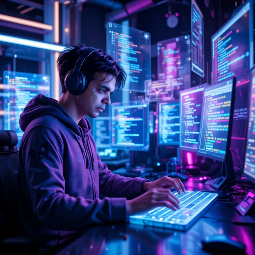 Bali working on a project